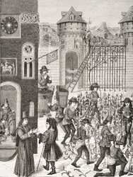 Vruchtenteelt, naar een miniatuur in een 15e-eeuws manuscript, uit 